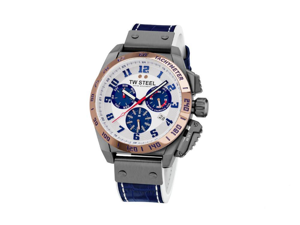 Reloj de Cuarzo TW Steel Fast Lane, Blanco, 46 mm, Piel, Ed. Limitada, TW1018