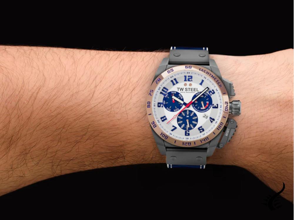 Reloj de Cuarzo TW Steel Fast Lane, Blanco, 46 mm, Piel, Ed. Limitada, TW1018