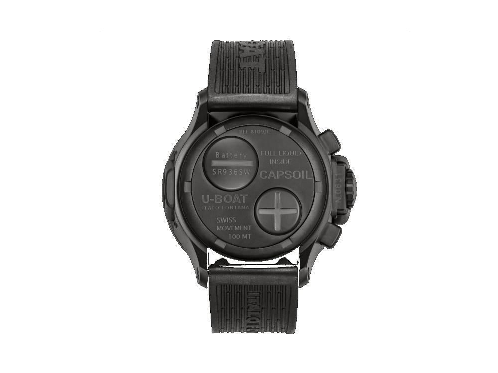 Reloj de Cuarzo U-Boat Capsoil Chrono DLC, Negro, 45 mm, 8109/C