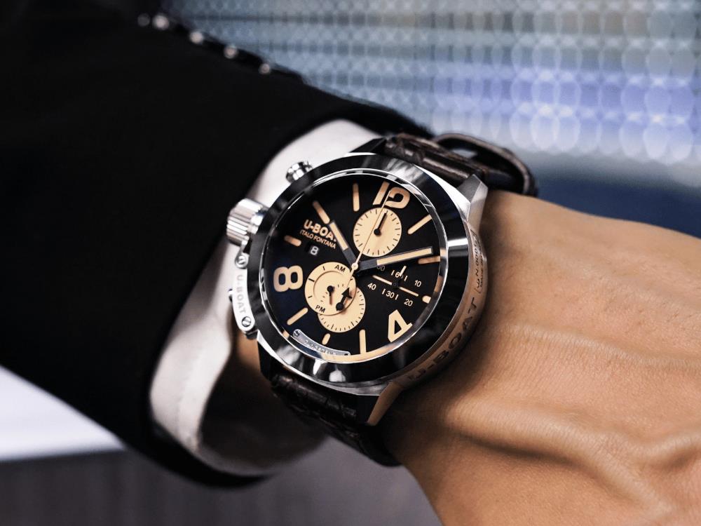 Reloj de Cuarzo U-Boat Classico Tungsteno Chronograph, 45 mm, Negro, 9567