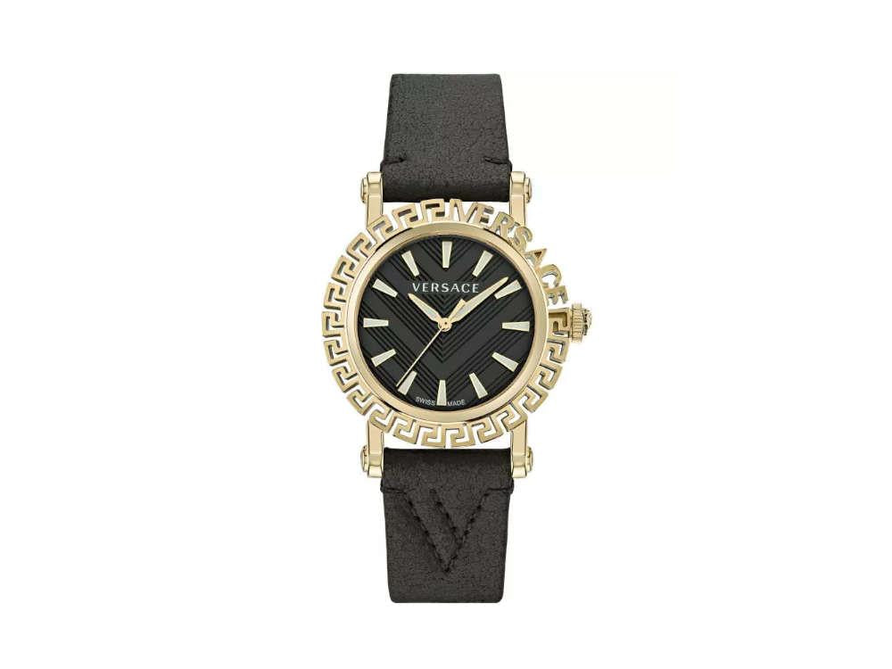 Reloj de Cuarzo Versace Greca Glam, PVD Oro, Negro, 40mm, VE6D00223