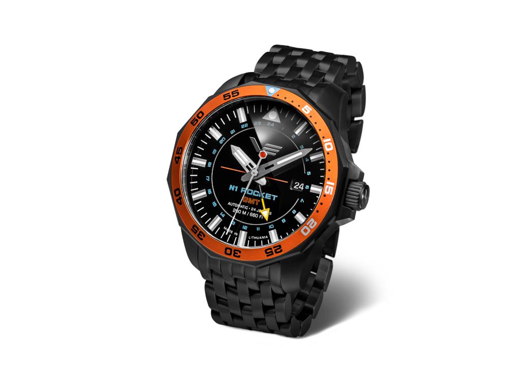 Reloj Automático Vostok Europe Rocket N-1, Negro, 46 mm, GMT, NH34-225C714-B