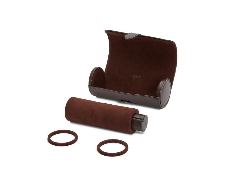 Estuche de relojes WOLF Blake, 3 Relojes, Marrón, Piel, 305006