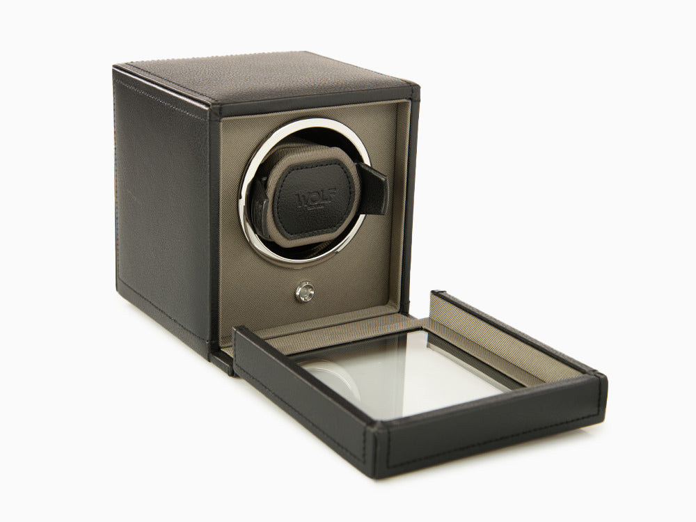 Rotor de relojes WOLF Cub, 1 Reloj, Negro, Piel Vegana, 461103