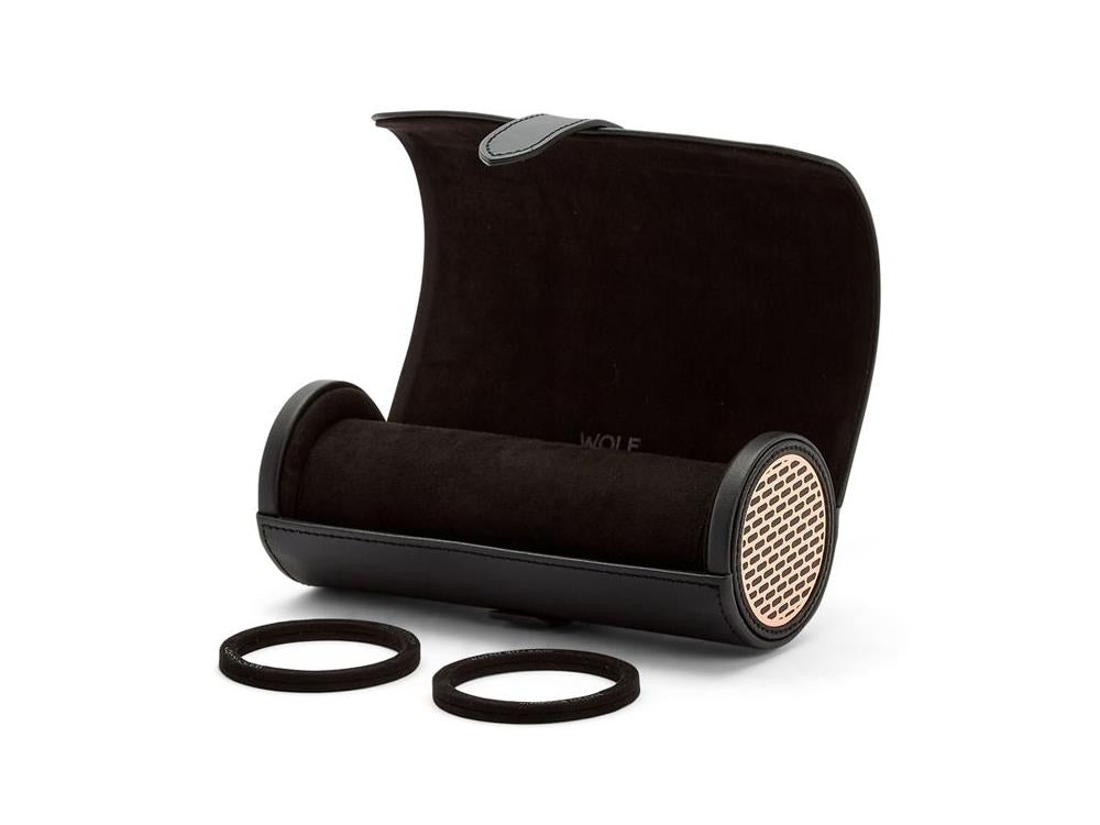 Estuche de relojes WOLF Axis, 3 Relojes, Negro, Piel, 488416