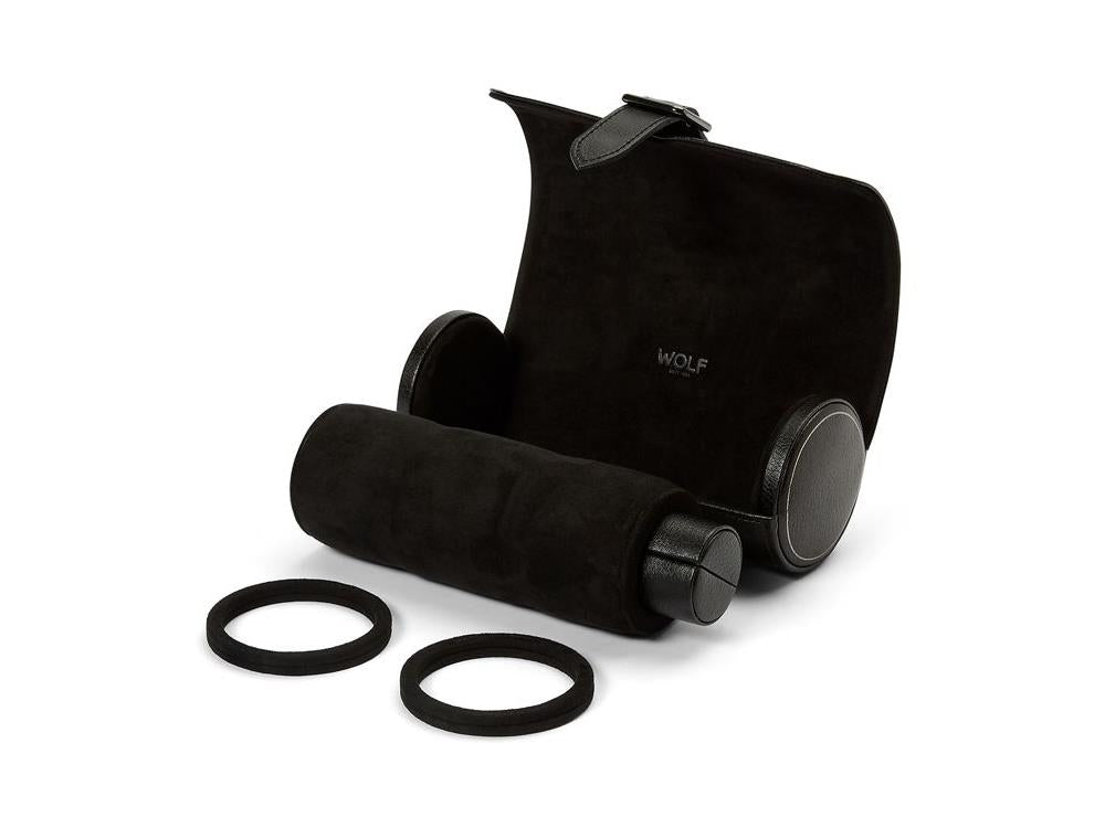 Estuche de relojes WOLF British Racing, 3 Relojes, Negro, Piel, 792902