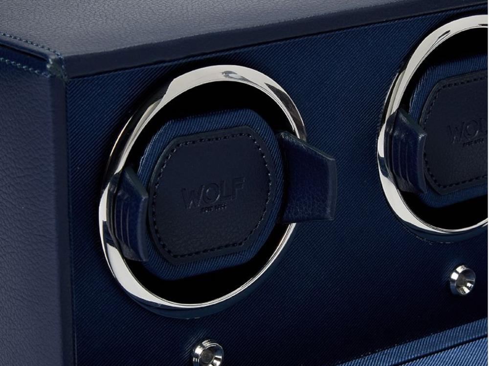 Rotor de relojes WOLF Cub, 2 Relojes, Azul, Piel Vegana, 461217