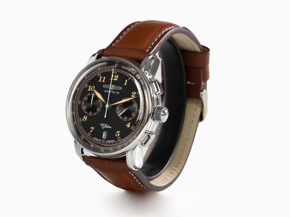 Reloj de Cuarzo Zeppelin 100 Jahre Zeppelin Ed.2, Negro, 42mm, Crono, 7674-3