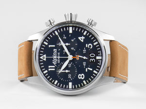 Reloj de cuarzo Alpina Startimer Pilot Chronograph Big Date, AL-372, Azul, Piel