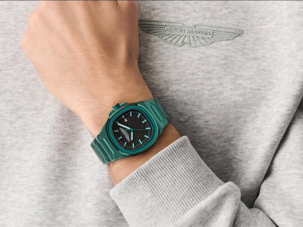 Reloj de Cuarzo Aston Martin Icon GPQ , Acero reciclado, Negro, 42 mm, MTIG2S606