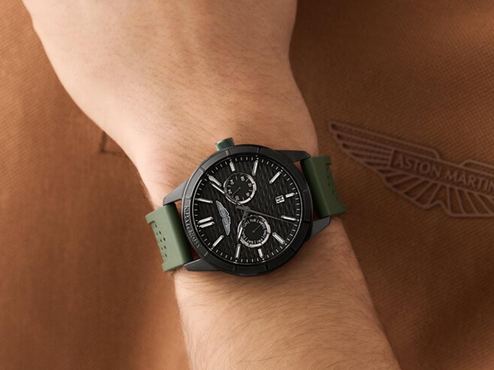 Reloj de Cuarzo Aston Martin Icon HDL, Acero reciclado, Negro, 42 mm, MTIH2S604