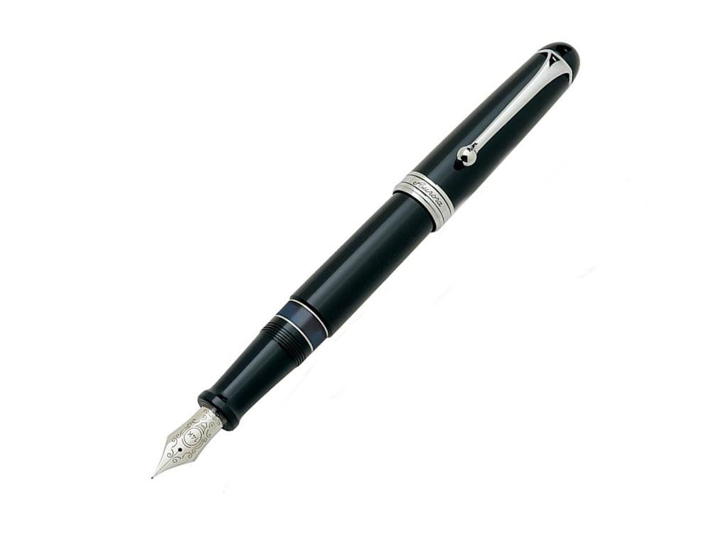 Pluma Estilográfica Aurora 88 Big, Resina Negra, Adornos cromados, 800C