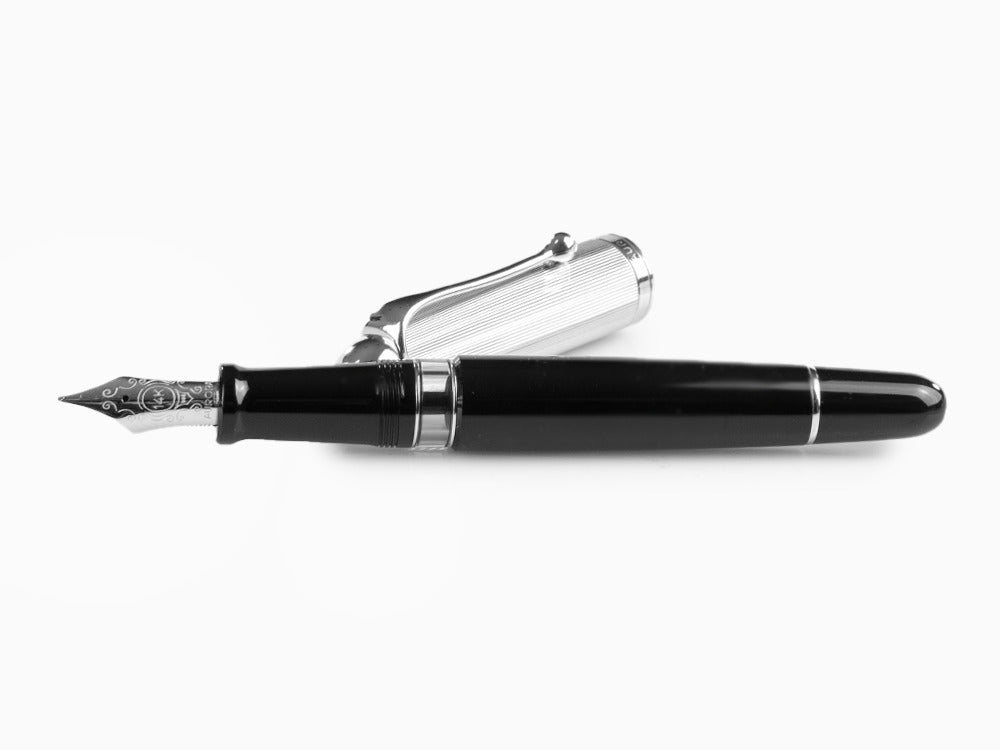 Pluma Estilográfica Aurora 88 Big, Resina Negra, Adornos cromados, 806