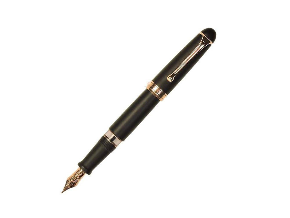 Pluma Estilográfica Aurora 88 Black Satin, Adornos Oro Rosa, 809-PN