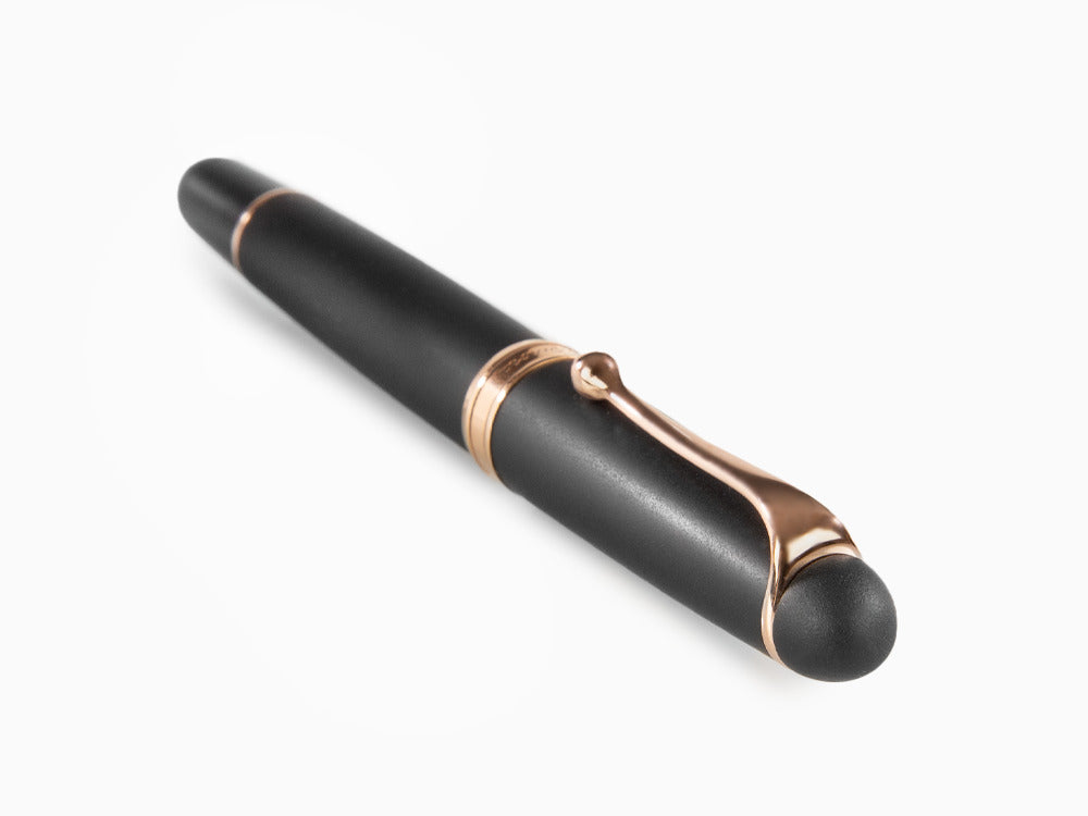Pluma Estilográfica Aurora 88 Black Satin, Adornos Oro Rosa, 809-PN