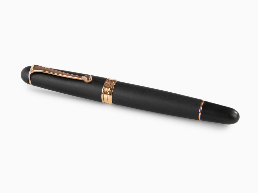 Pluma Estilográfica Aurora 88 Black Satin, Adornos Oro Rosa, 809-PN