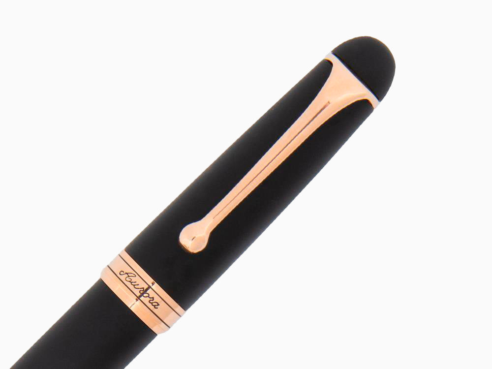 Pluma Estilográfica Aurora 88 Black Satin, Adornos Oro Rosa, 809-PN