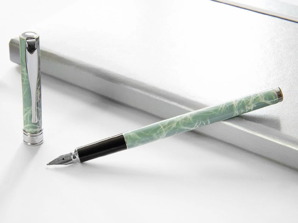 Estilográfica Aurora Magellano, Laca, Adornos Cromados, Azul, A18CA