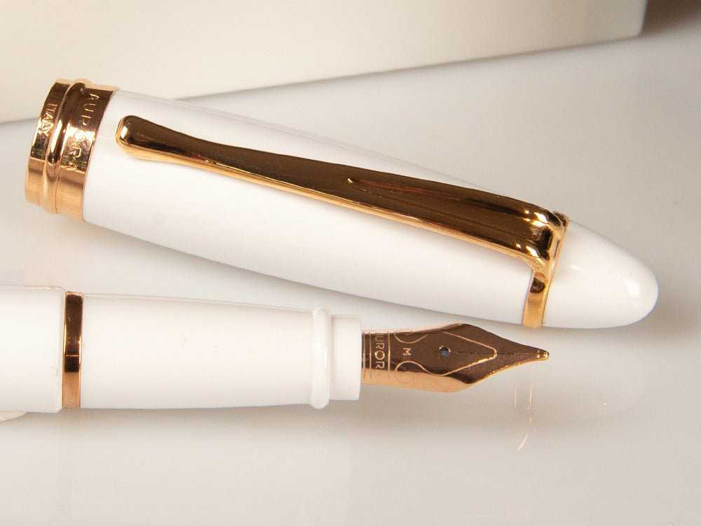 Pluma Estilográfica Aurora Ipsilon Invierno, Blanco, Oro Rosa, B11-PW