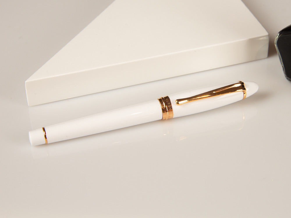 Pluma Estilográfica Aurora Ipsilon Invierno, Blanco, Oro Rosa, B11-PW