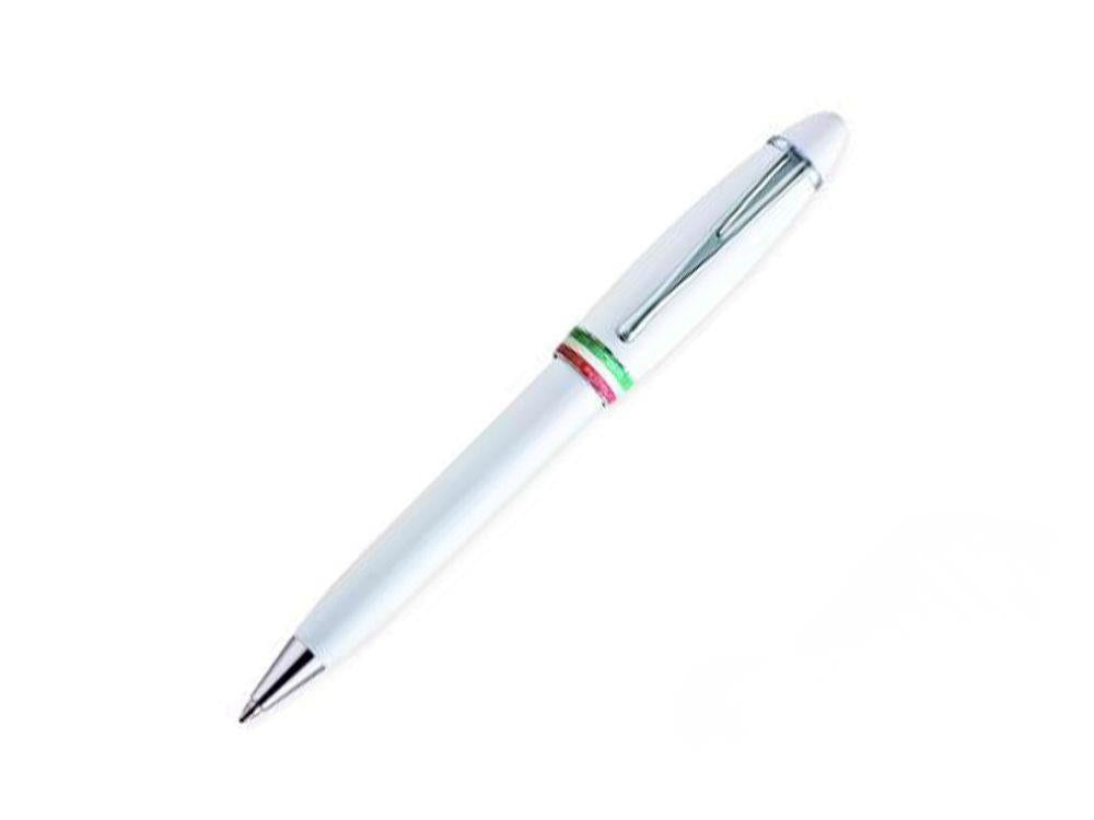 Bolígrafo Aurora Ipsilon Italia, Resina, Adornos Cromados, Blanco, B37-W