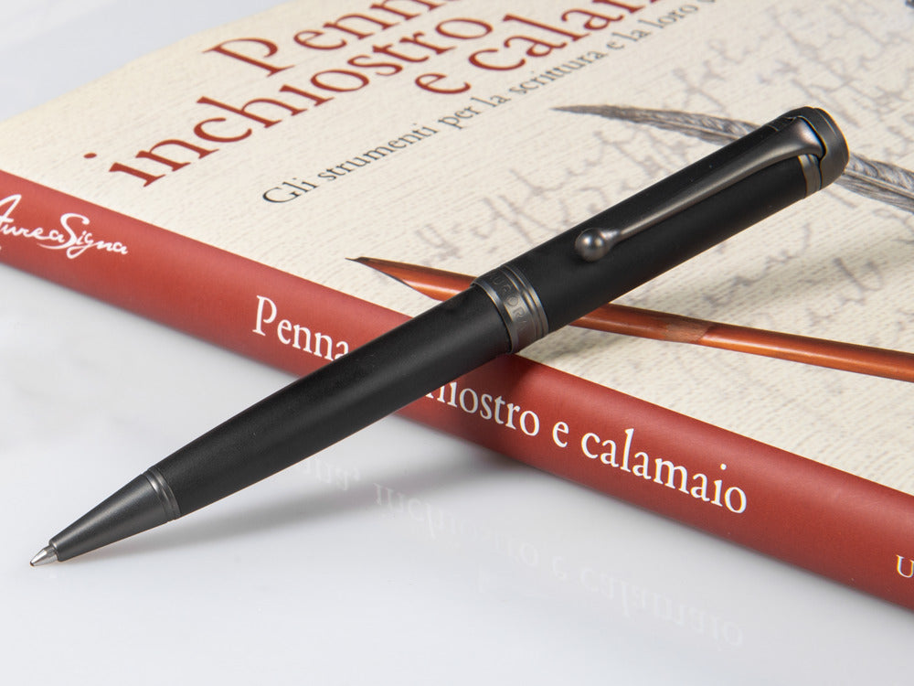 Bolígrafo Aurora Talentum Full Metal Black, Resina, Negro, Rutenio, D30-RN