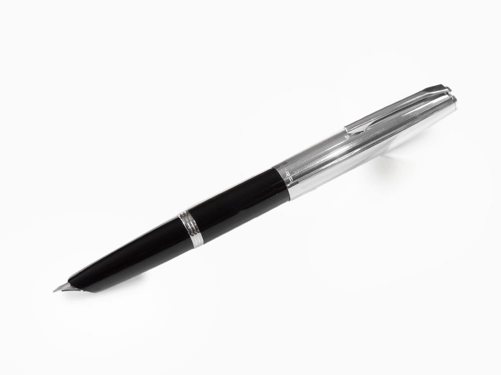 Pluma Estilográfica Aurora Duo-Cart, Resina Negra, Cromo, DC57-CNM