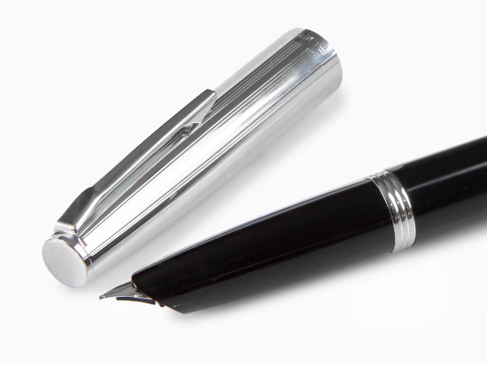 Pluma Estilográfica Aurora Duo-Cart, Resina Negra, Cromo, DC57-CNM