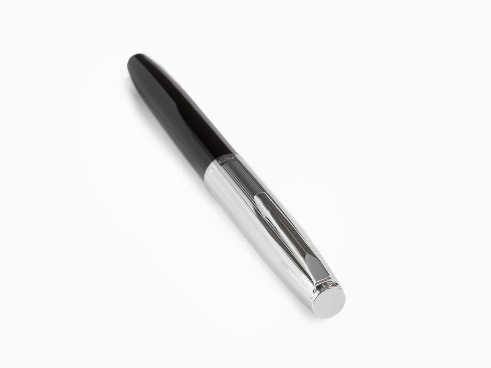 Pluma Estilográfica Aurora Duo-Cart, Resina Negra, Cromo, DC57-CNM