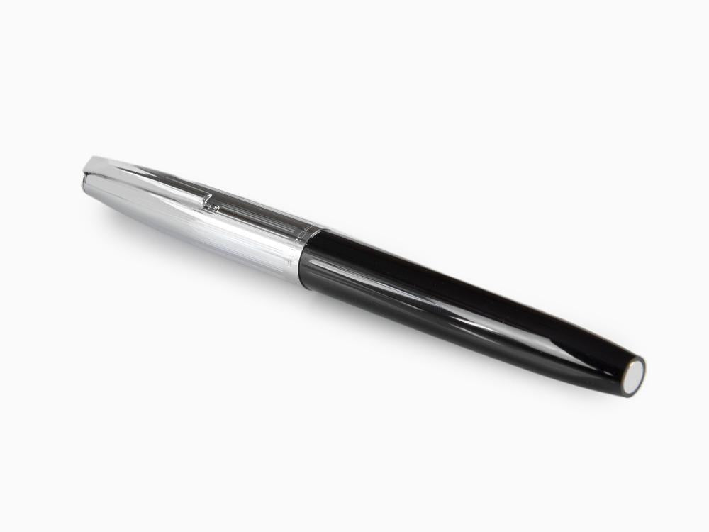Pluma Estilográfica Aurora Duo-Cart, Resina Negra, Cromo, DC57-CNM