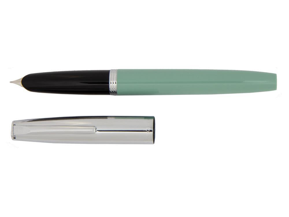 Pluma Estilográfica Aurora Duo-Cart, Resina verde, Cromo, DC57-CVM