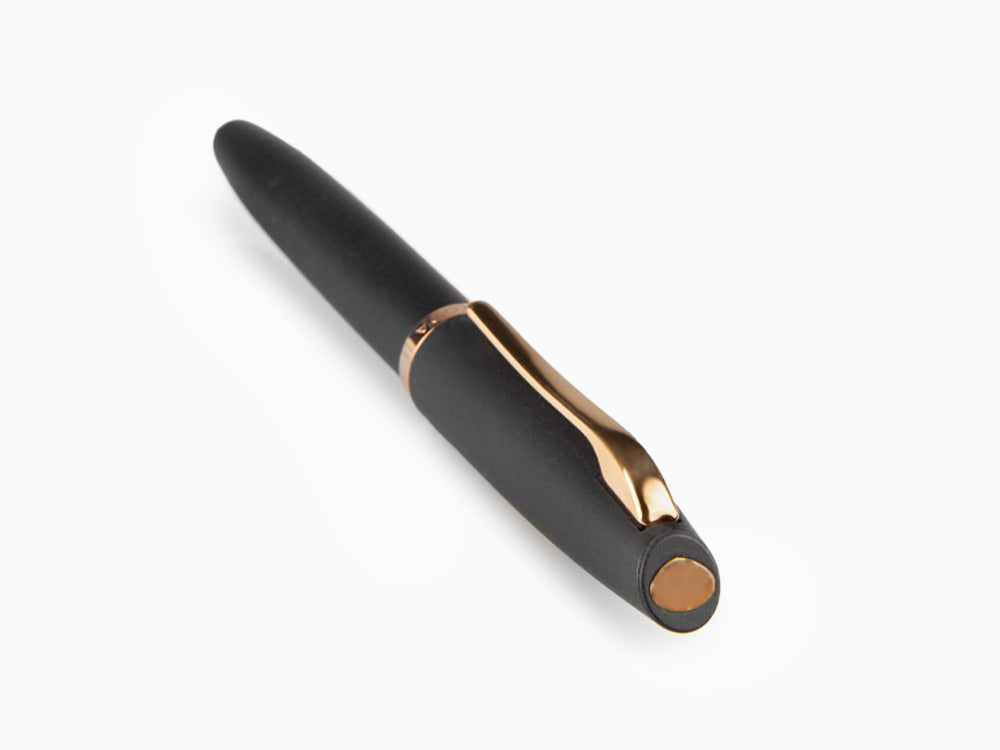 Pluma Estilográfica Aurora Style, Resina Negra, Oro rosa, E20PN