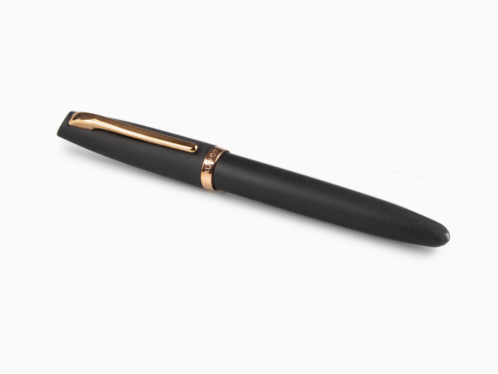Pluma Estilográfica Aurora Style, Resina Negra, Oro rosa, E20PN
