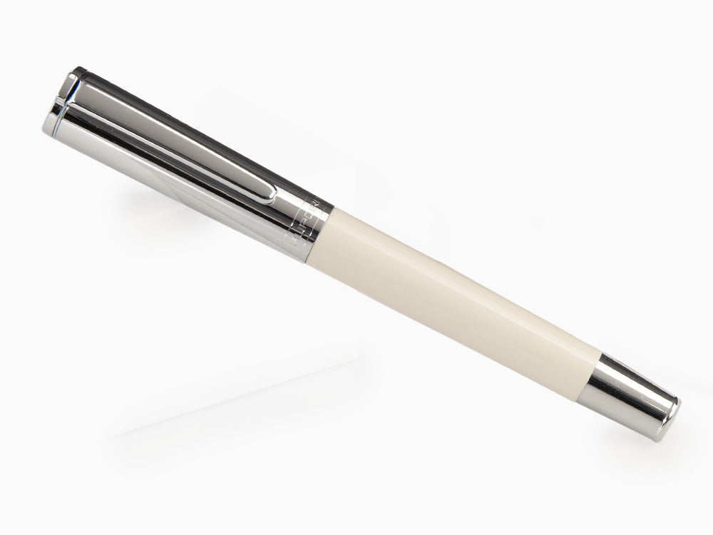 Pluma Estilográfica Aurora TU, Resina, Adornos Cromados, Blanco, t11cw