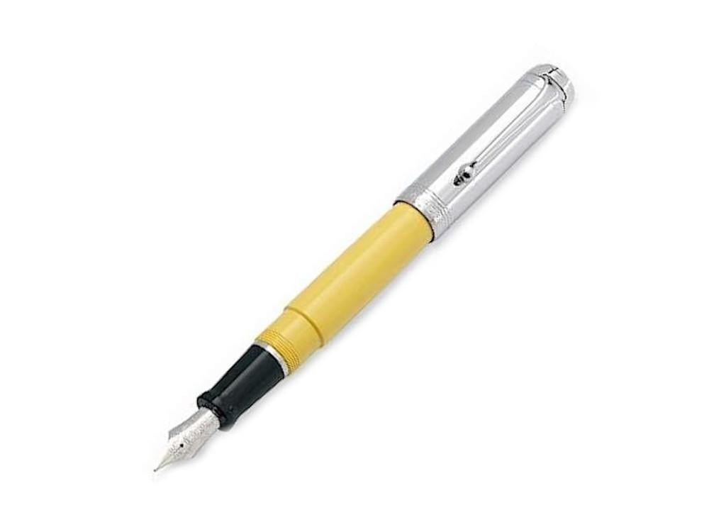 Pluma Estilográfica Aurora Talentum Big, Resina, Cromo, Amarillo, d11cy