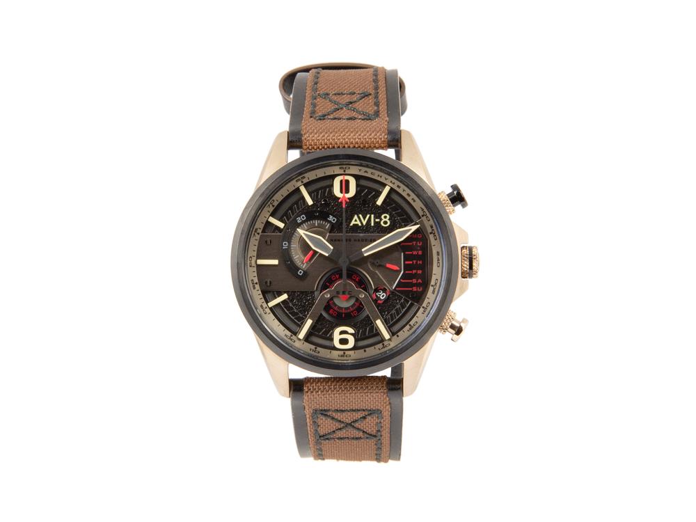 Reloj de Cuarzo AVI-8 Hawker Harrier II, PVD Oro, Negro, 43 mm, AV-4056-06