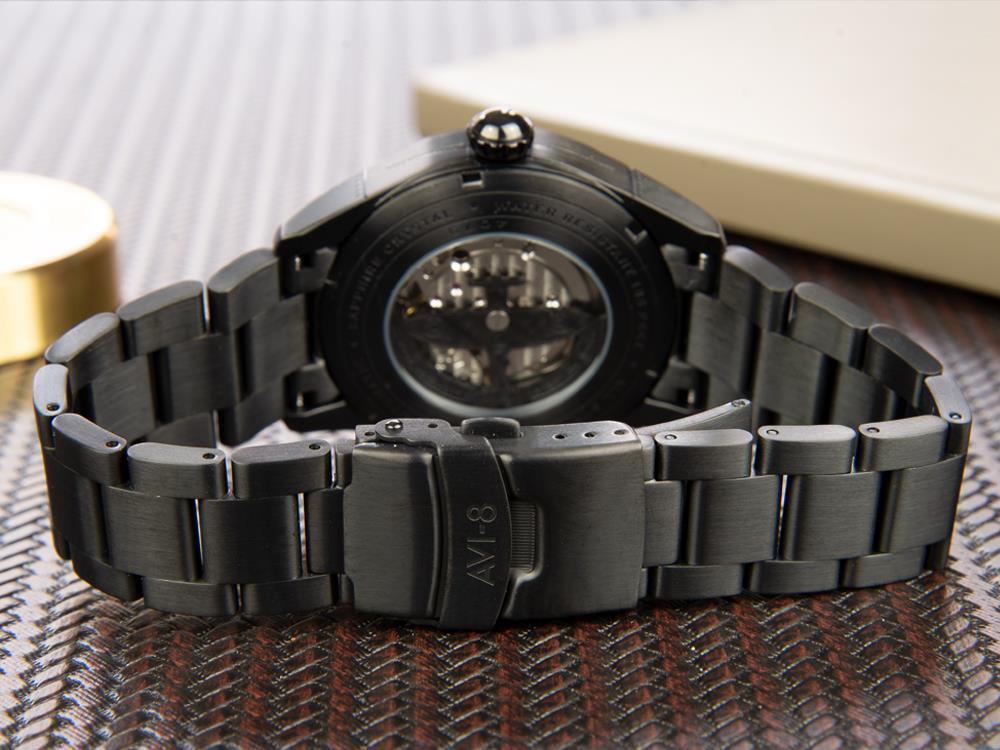 Reloj Automático AVI-8 Spitfire, PVD, Negro, 42 mm, Acero inoxidable, AV-4073-33