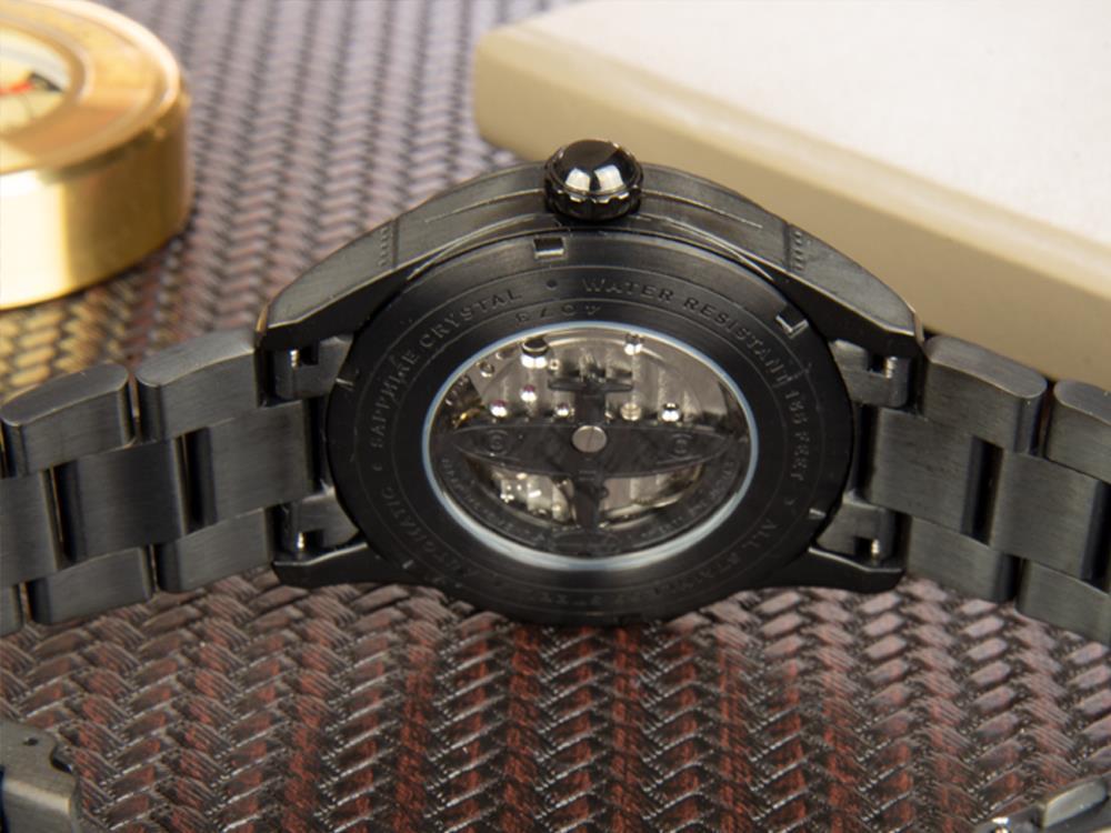 Reloj Automático AVI-8 Spitfire, PVD, Negro, 42 mm, Acero inoxidable, AV-4073-33