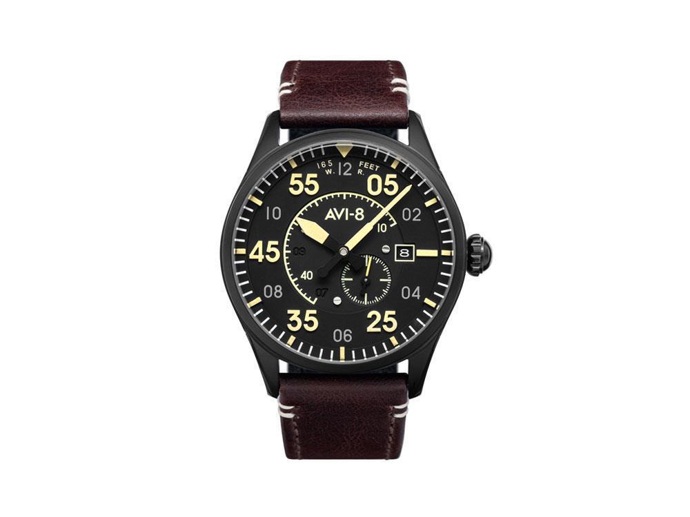 Reloj Automático AVI-8 Spitfire, PVD, Negro, 42 mm, Acero inoxidable, AV-4073-33