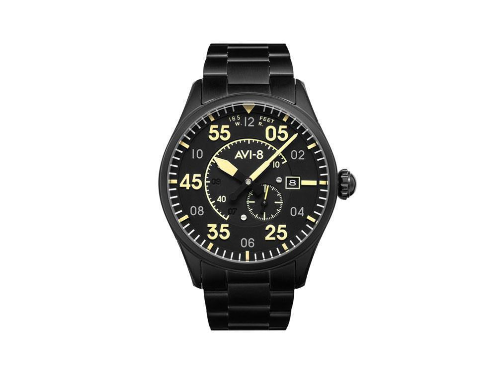 Reloj Automático AVI-8 Spitfire, PVD, Negro, 42 mm, Acero inoxidable, AV-4073-33