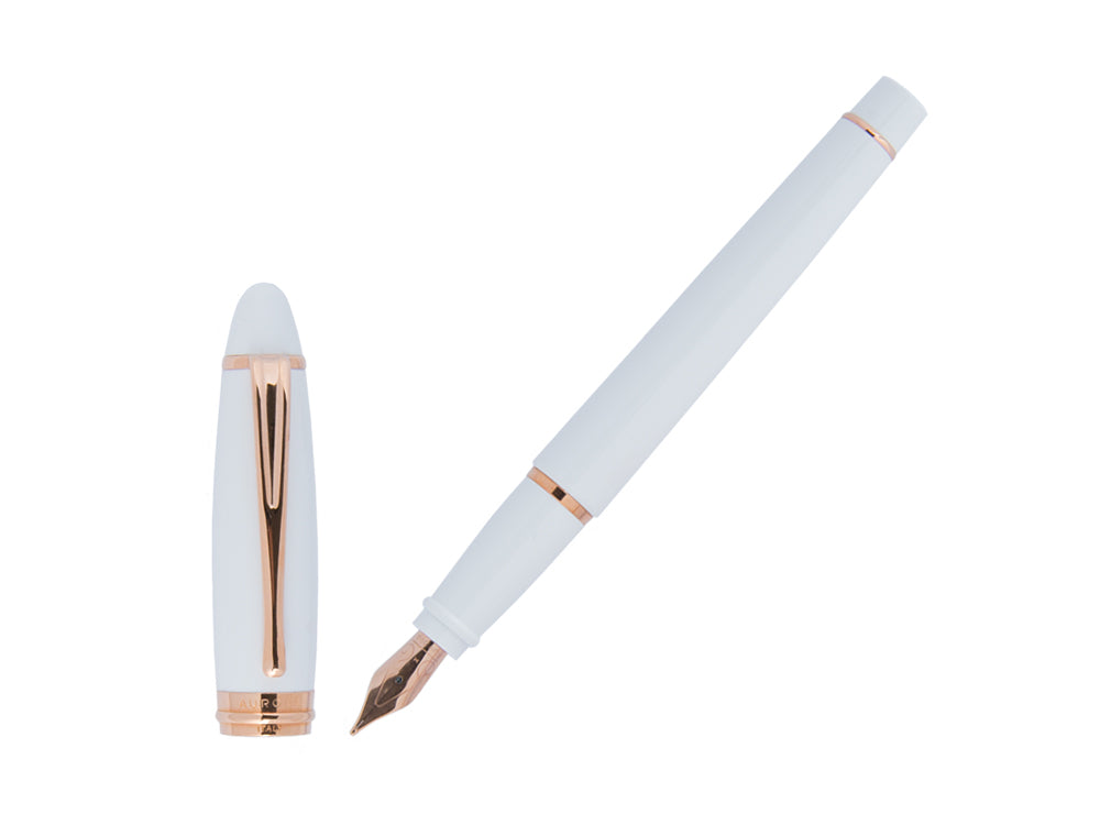 Pluma Estilográfica Aurora Ipsilon Invierno, Blanco, Oro Rosa, B11-PW