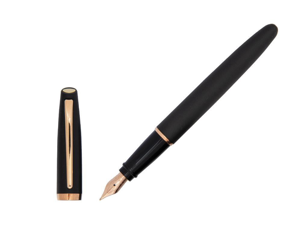 Pluma Estilográfica Aurora Style, Resina Negra, Oro rosa, E20PN