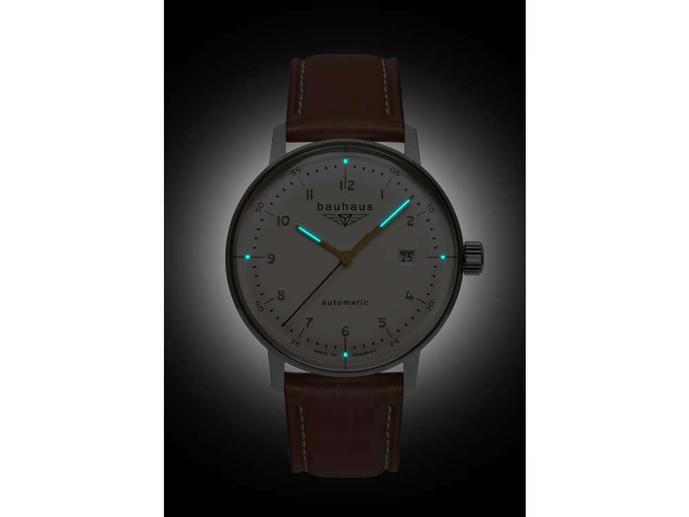 Reloj Automático Bauhaus Aviation Gessau, Blanco, 40 mm, Miyota 8215, 2064-1