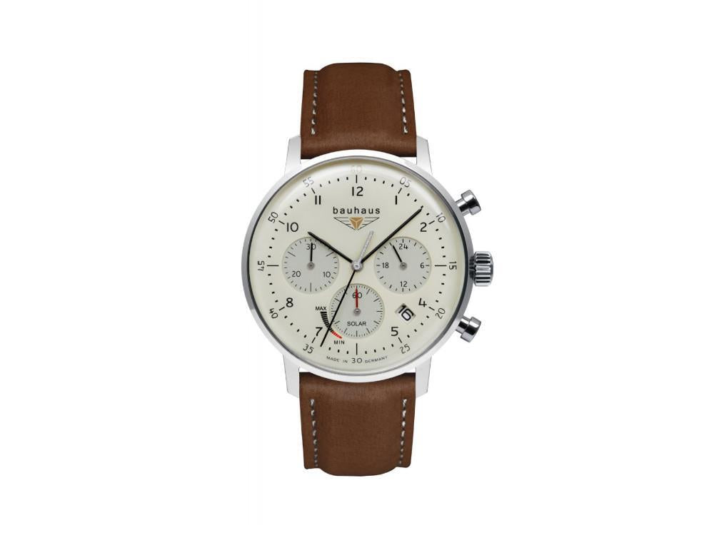 Reloj de Cuarzo Bauhaus Solar Chronograph, Beige, 41 mm, Día, 2086-5