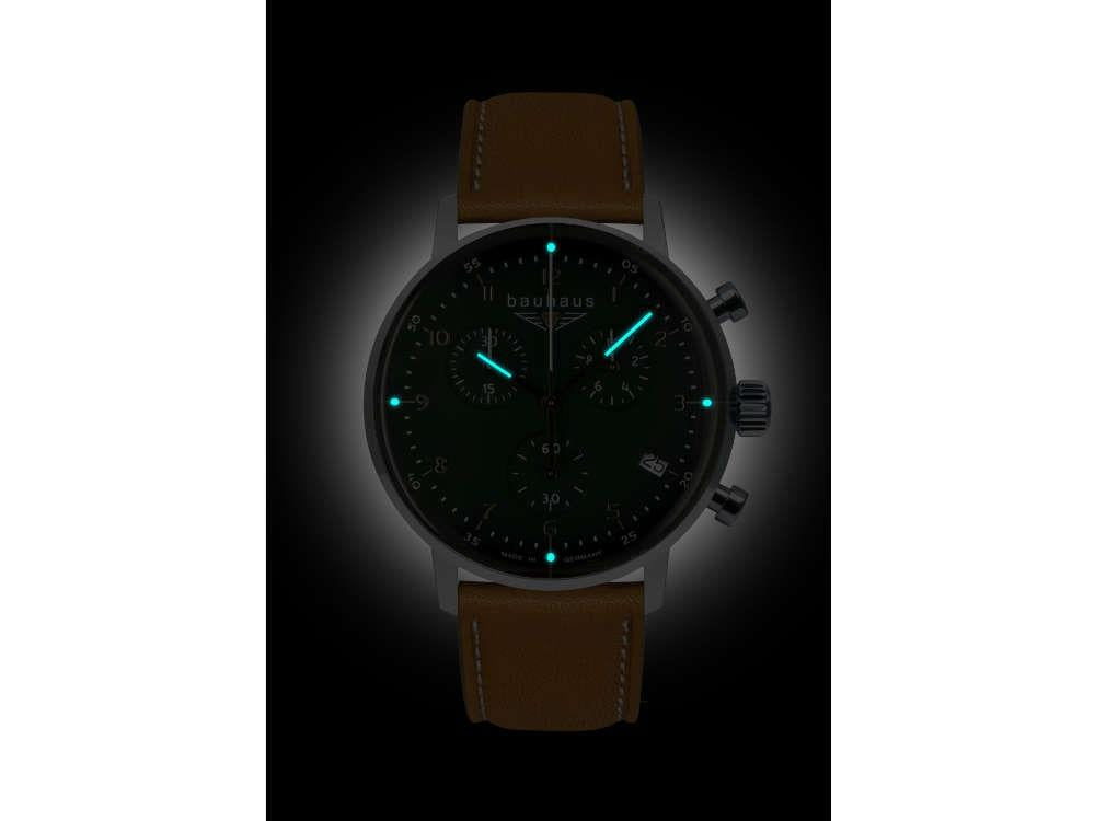 Reloj de Cuarzo Bauhaus Aviation Dessau, Verde, 41 mm, Cronógrafo, Día, 2096-4