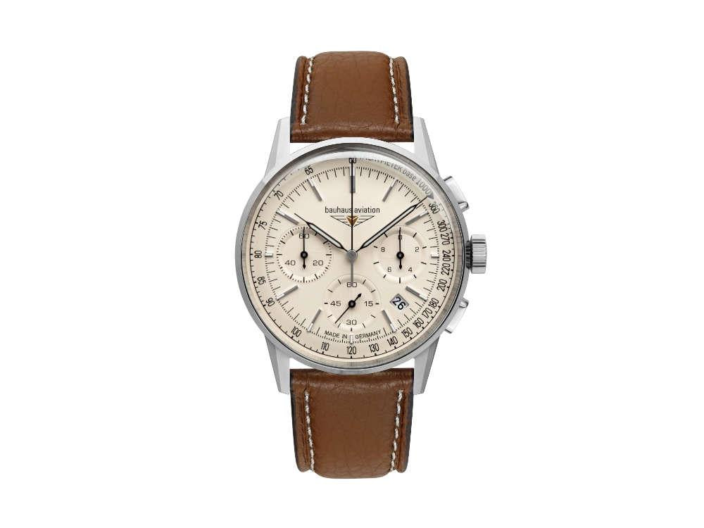 Reloj de Cuarzo Bauhaus Aviation G38 Dessau, Beige, 42 mm, Cronógrafo, 2376-5