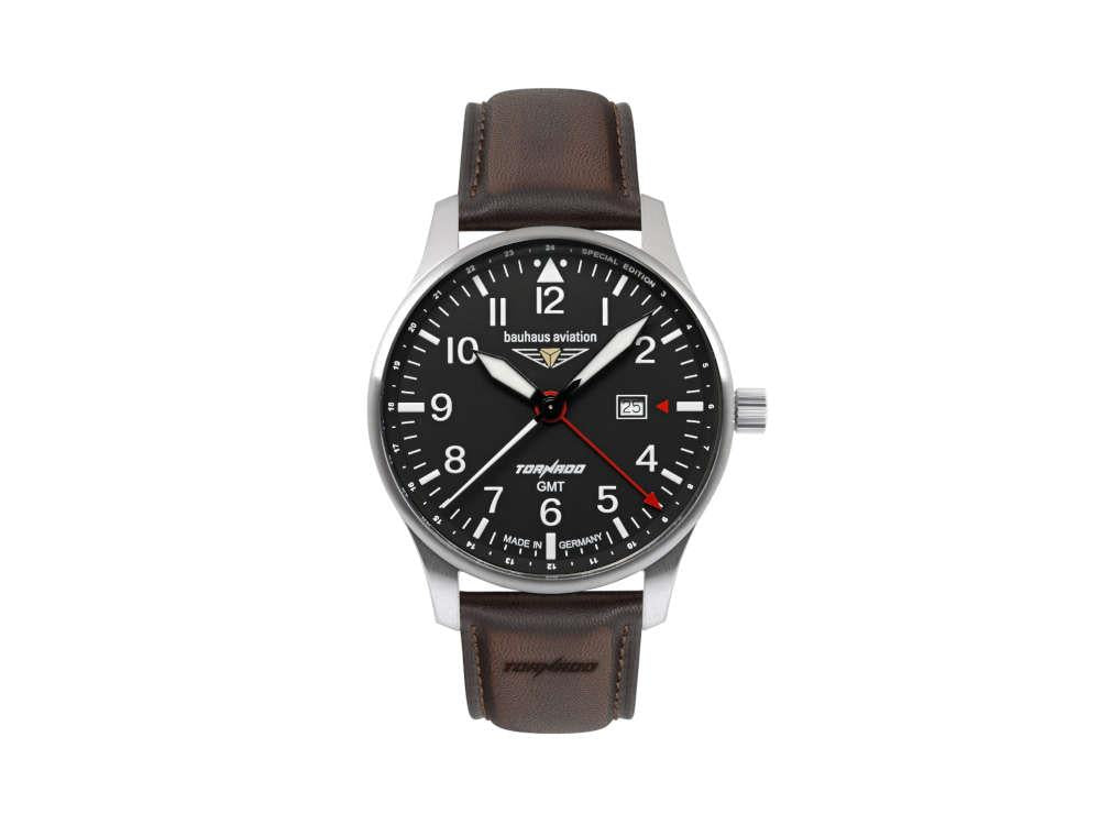 Reloj de Cuarzo Bauhaus Aviation Tornado GMT, Negro, 42 mm, Día, 2744-2