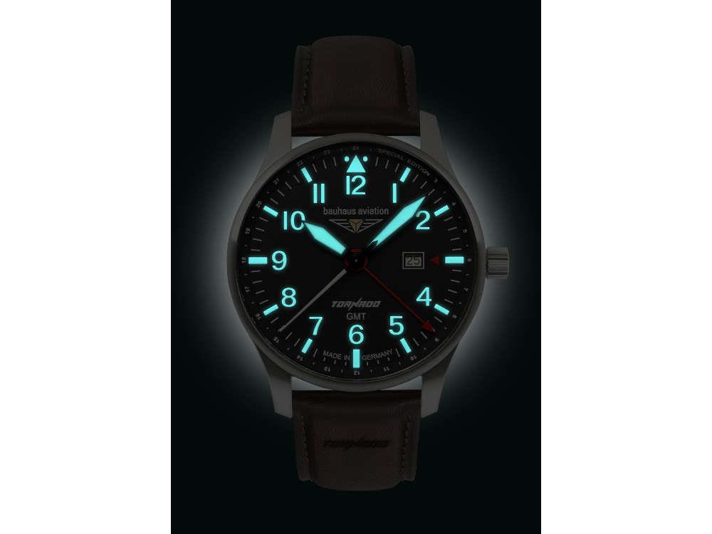 Reloj de Cuarzo Bauhaus Aviation Tornado GMT, Negro, 42 mm, Día, 2744-2