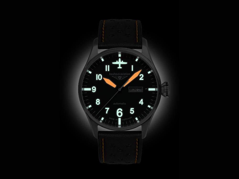Reloj Automático Bauhaus Aviation, Negro, 42 mm, 2766-5