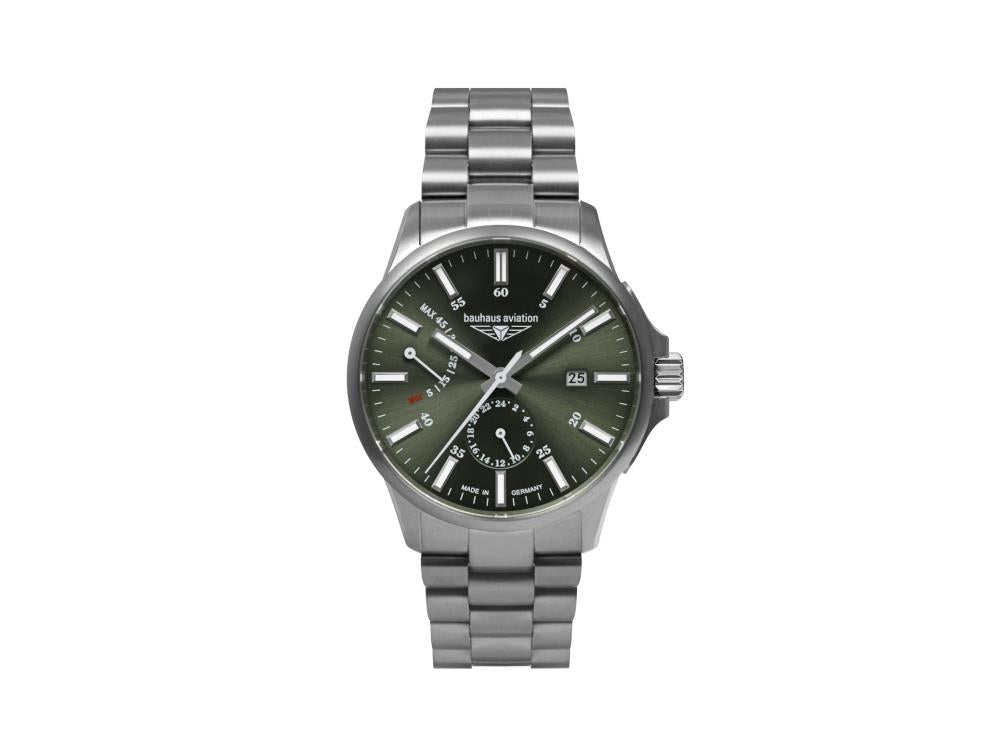 Reloj Automático Bauhaus Aviation, Titanio, Verde, 42 mm, Día, 2860M-4